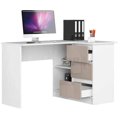 Stilingas rašomasis stalas su matiniu korpusu ir erdviomis spintelėmis