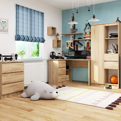 Kampinis kompiuterio stalas iš tvirtų medžiagų