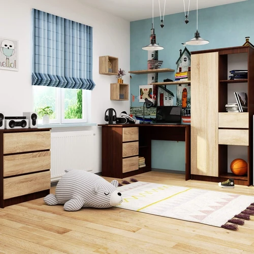 Funkcionalus rašomasis stalas su atviromis lentynomis