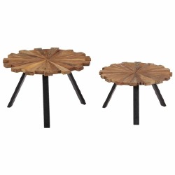 Kavos staliukai, 2 vnt., perdirbtos medienos masyvas - Žurnaliniai (kavos) staliukai