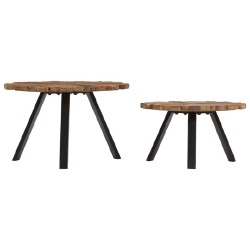 Kavos staliukai, 2 vnt., perdirbtos medienos masyvas - Žurnaliniai (kavos) staliukai