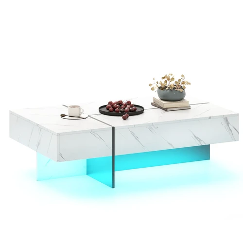 Kavos staliukas, 3 stalčiai, Balta/juoda, 120 × 35 × 70 cm