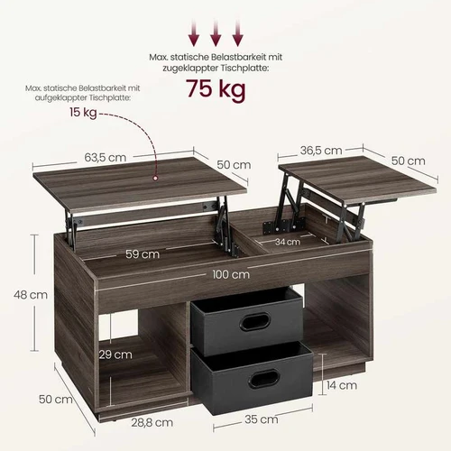 Modernus kavos staliukas su 15 kg stalviršio apkrova