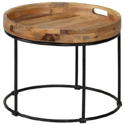 Kavos staliukas, 50x40cm, mango medienos masyvas ir plienas - Žurnaliniai (kavos) staliukai