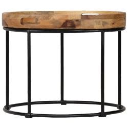 Kavos staliukas, 50x40cm, mango medienos masyvas ir plienas - Žurnaliniai (kavos) staliukai