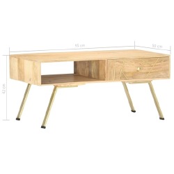 Kavos staliukas, 95x50x42cm, mango medienos masyvas - Žurnaliniai (kavos) staliukai