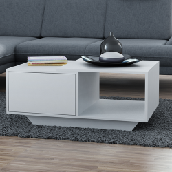 Modernus kavos staliukas su Tip-On mechanizmu ir balta spalva