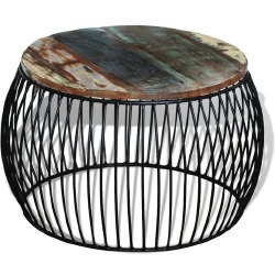 Kavos staliukas, apvalus, perdirbtos medienos masyvas, 68x37 cm - Žurnaliniai (kavos) staliukai