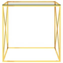 Kavos staliukas, auksinis, 55x55x55cm, plienas ir stiklas - Žurnaliniai (kavos) staliukai