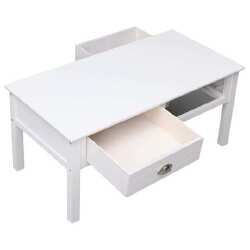 Kavos staliukas, baltos spalvos, 100x50x45 cm, mediena - Žurnaliniai (kavos) staliukai