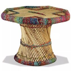 Kavos staliukas, bambukas, su megztomis detalėmis - Žurnaliniai (kavos) staliukai