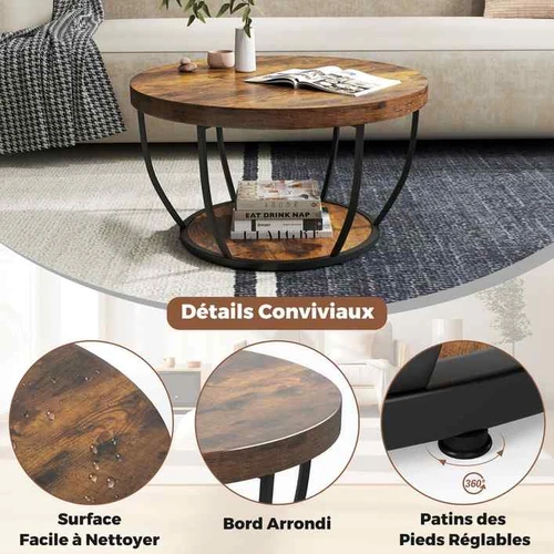 Kavos staliukas, dviejų pakopų, Ø 80 × 45 cm