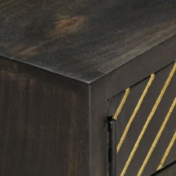 Kavos staliukas, juodas ir auksinis, 90x50x35cm, mango masyvas - Žurnaliniai (kavos) staliukai