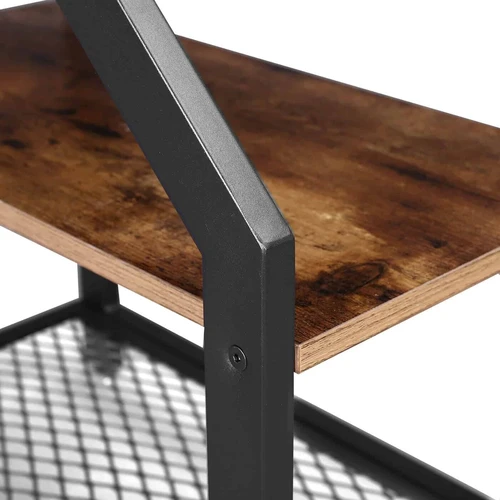 Pramoninio dizaino šoninis staliukas su mediniais stalviršiais