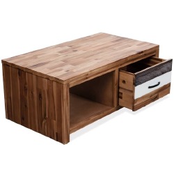 Kavos staliukas, masyvi akacijos mediena, 90x50x37,5cm - Žurnaliniai (kavos) staliukai