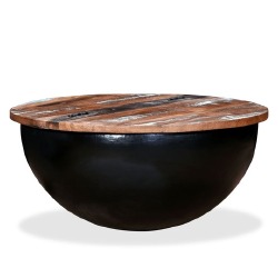 Kavos staliukas, perdirbta mediena, dubens forma, juodas - Žurnaliniai (kavos) staliukai