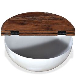 Kavos staliukas, perdirbta mediena, dubens formos, baltas - Žurnaliniai (kavos) staliukai