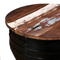 Kavos staliukas, perdirbta mediena, statinės forma, juodas - Žurnaliniai (kavos) staliukai