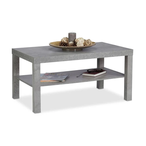 Kavos staliukas Relaxdays 10025153.0, su apatine lentyna, Pilkas, 90 × 45 × 55 cm