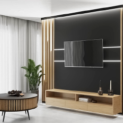 Kompaktiškas apvalus staliukas 90x90 cm, juodos/rudos spalvos