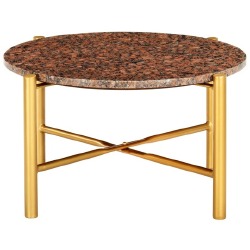 Kavos staliukas, rudas, 60x60x35cm, tikras akmuo - Žurnaliniai (kavos) staliukai
