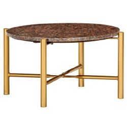 Kavos staliukas, rudas, 60x60x35cm, tikras akmuo