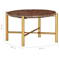 Kavos staliukas, rudas, 60x60x35cm, tikras akmuo - Žurnaliniai (kavos) staliukai