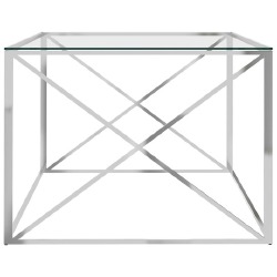 Kavos staliukas, sidabrinis 120x60x45cm, plienas ir stiklas - Žurnaliniai (kavos) staliukai