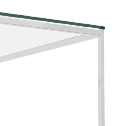 Kavos staliukas, sidabrinis, 50x50x43cm, plienas ir stiklas - Žurnaliniai (kavos) staliukai