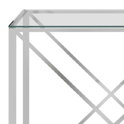 Kavos staliukas, sidabrinis 55x55x55cm, plienas ir stiklas - Žurnaliniai (kavos) staliukai