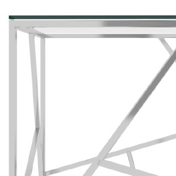 Kavos staliukas, sidabrinis, 55x55x55cm, plienas ir stiklas - Žurnaliniai (kavos) staliukai
