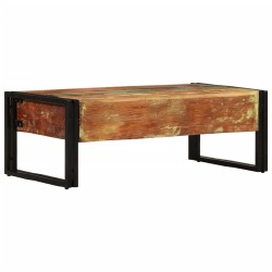 Kavos staliukas su 3 stalčiais, perdirbta mediena, 100x50x35 cm - Žurnaliniai (kavos) staliukai