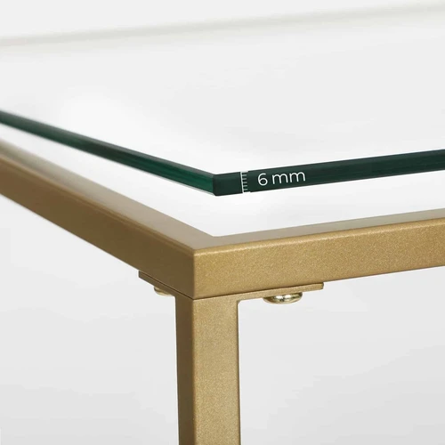 Auksinis kavos staliukas su grūdintu stiklu ir plieno konstrukcija