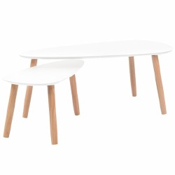 Kavos staliukų komplas, masyvi pušies mediena, baltas - Žurnaliniai (kavos) staliukai