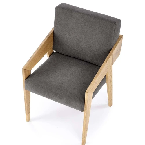 Tamsiai pilkas natūralaus ąžuolo stalas su minkštu audiniu