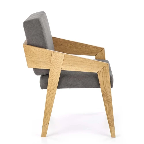 Natūralaus ąžuolo stalas su moderniu audinio apmušalu