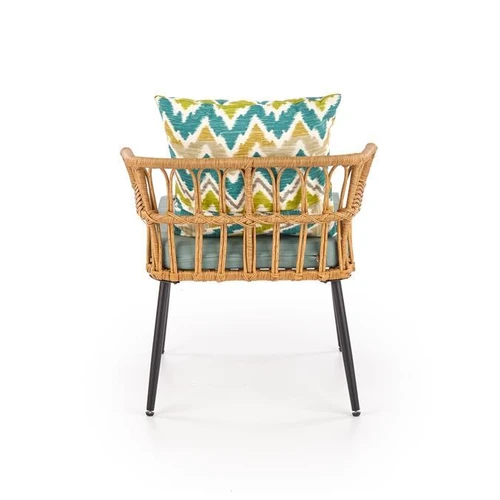 Šiuolaikiška rotango sofos su audiniu ir plienu