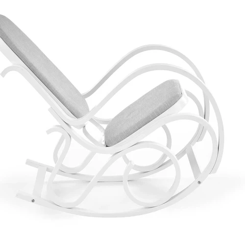 Moderni balta kėdė su išlenktu medžiu ir patogiu audiniu