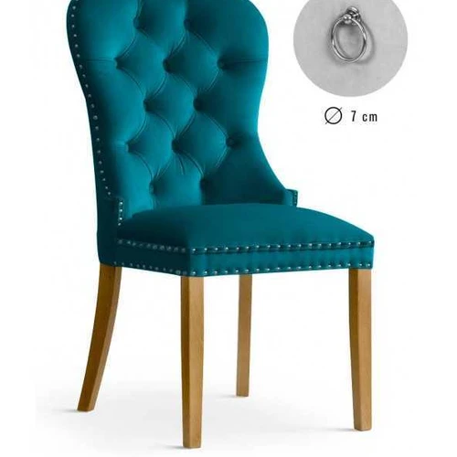 Aksominiu audiniu aptraukta kėdė MADAME su dygsniuotu dizainu