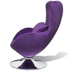 Kėdė su pagalve, violetinė, aksomas, kiaušinio formos, pasukama - Foteliai