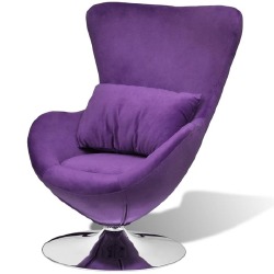 Kėdė su pagalve, violetinė, aksomas, kiaušinio formos, pasukama