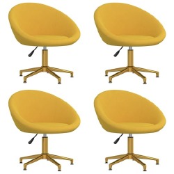 Kėdės, 4vnt., geltonos spalvos aksomas, pakeliamos