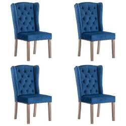 Kėdės, 4vnt., mėlynos spalvos, aksomas