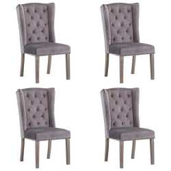 Kėdės, 4vnt., pilkos spalvos, aksomas