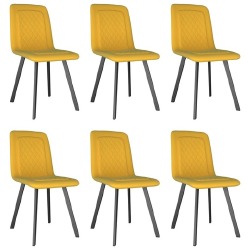 Kėdės, 6 vnt., geltonos spalvos, aksomas