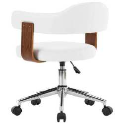 Kėdės, 6vnt., baltos, lenkta mediena ir dirbtinė oda - Darbo kėdės