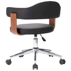 Kėdės, 6vnt., juodos, lenkta mediena ir dirbtinė oda - Darbo kėdės