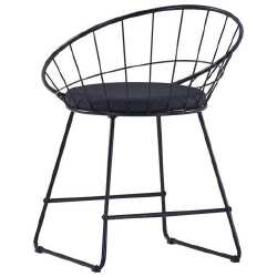 Kėdės su dirbtinės odos sėdynėmis, 4vnt., juodos, plienas - Kėdės