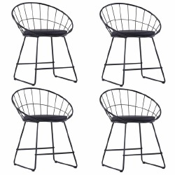 Kėdės su dirbtinės odos sėdynėmis, 4vnt., juodos, plienas