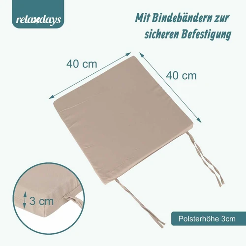 Kėdžių pagalvėlės Relaxdays, 4 vnt, 40 × 3 × 40 cm - Lauko baldų uždangalai